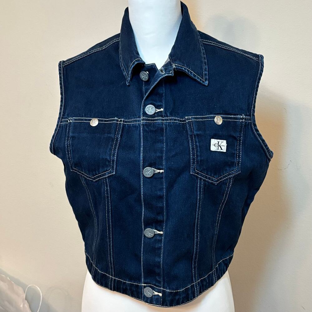 Vintage 90s Calvin Klein Jeans Denim Vest Sleeveless Jacket CK